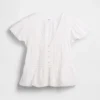 Top corto con peplum de gasa de encaje