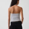Top corto de cuello halter de tejido tupido