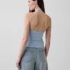 Top corto de cuello halter de tejido tupido