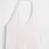 Top corto de cuello halter de tejido tupido