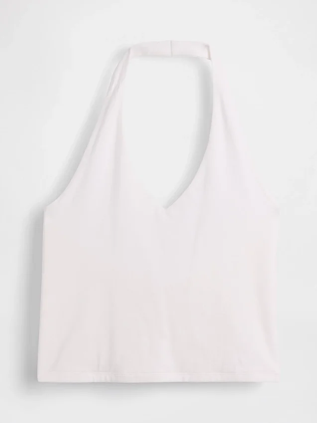 Top corto de cuello halter de tejido tupido