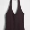 Top corto de cuello halter de tejido tupido