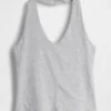 Top corto de cuello halter de tejido tupido