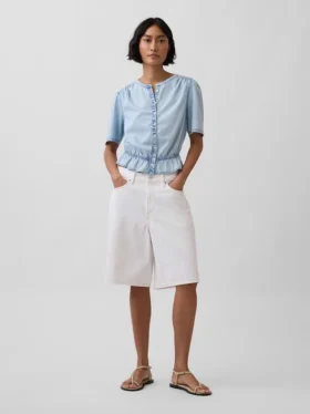 Top corto de denim con peplum