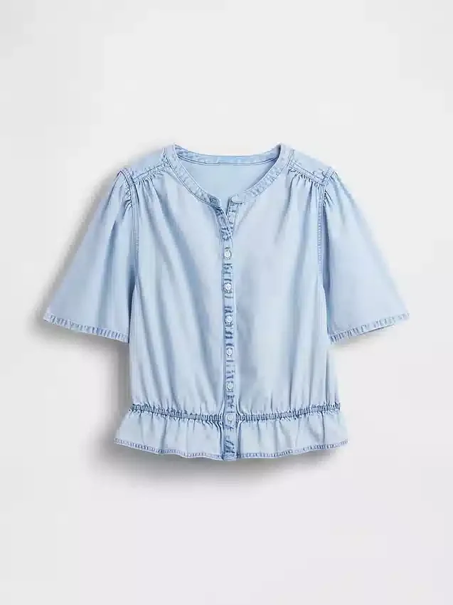Top corto de denim con peplum