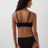 Top de bikini de punto acanalado con cuello redondo