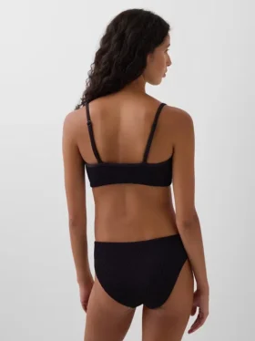 Top de bikini de punto acanalado con cuello redondo