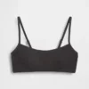 Top de bikini de punto acanalado con cuello redondo