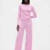 Top ligero de pijama CashSoft con diseño de corazones en punto calado