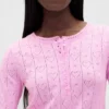 Top ligero de pijama CashSoft con diseño de corazones en punto calado