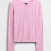 Top ligero de pijama CashSoft con diseño de corazones en punto calado