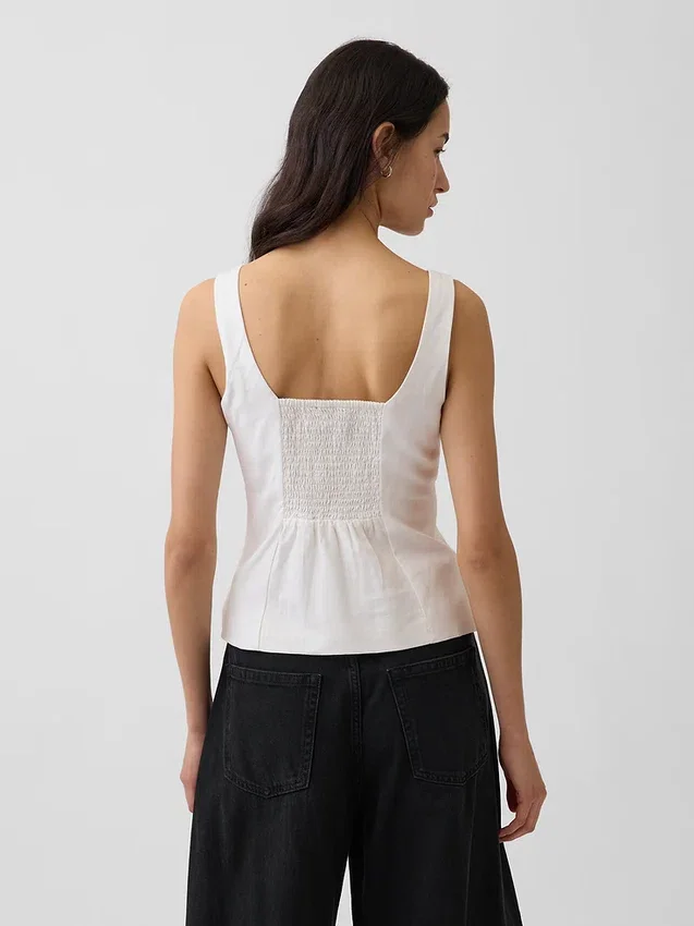 Top tipo chaleco corsé de mezcla de lino
