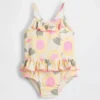 Traje de baño de mono con estampado de girasoles para bebés y niños pequeños