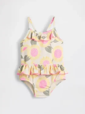 Traje de baño de mono con estampado de girasoles para bebés y niños pequeños