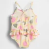 Traje de baño de mono con estampado de girasoles para bebés y niños pequeños