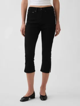 Vaqueros capri cortos de talle alto