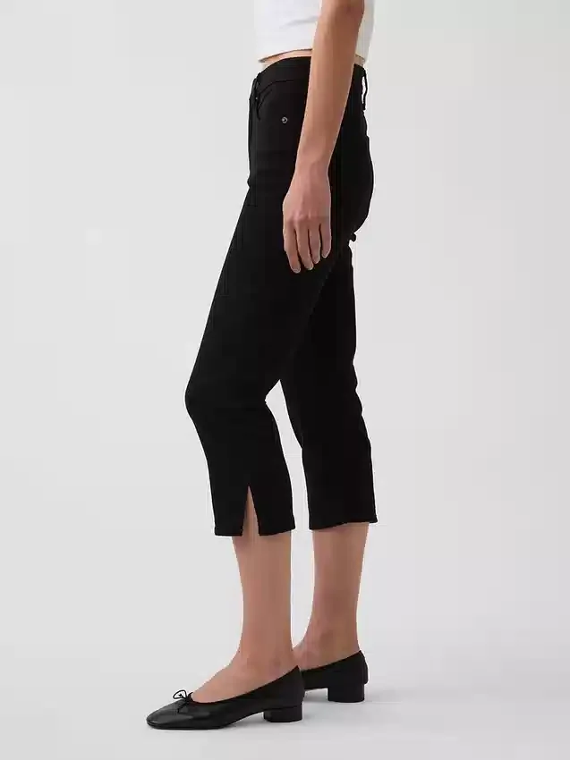 Vaqueros capri cortos de talle alto