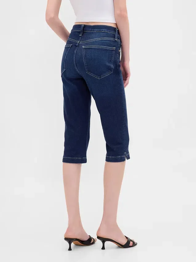 Vaqueros capri cortos de talle alto