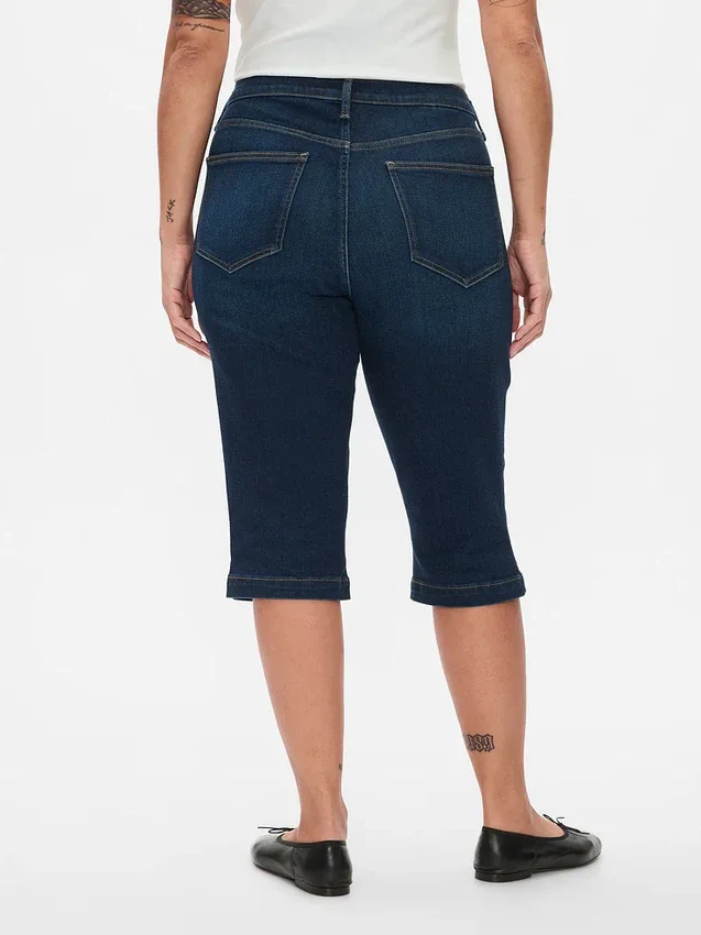 Vaqueros capri cortos de talle alto