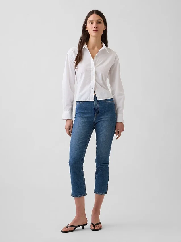 Vaqueros capri de talle alto
