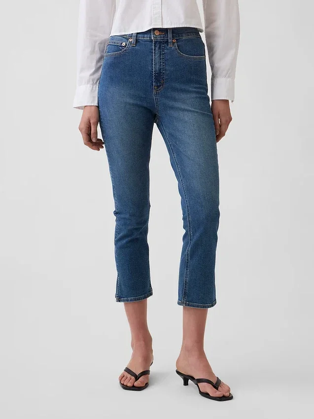 Vaqueros capri de talle alto