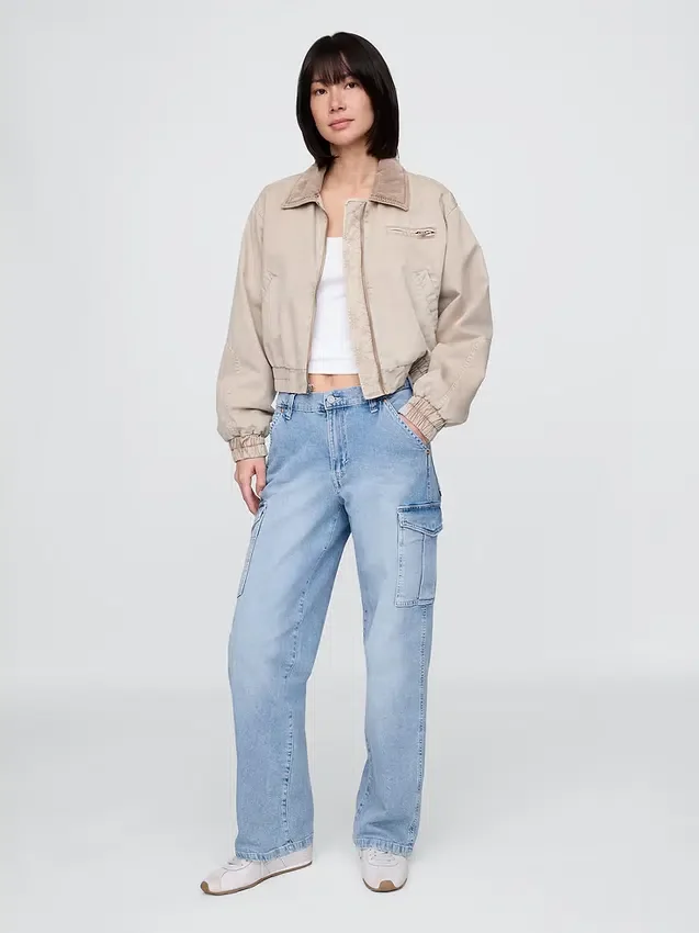 Vaqueros cargo holgados de talle medio estilo años 90