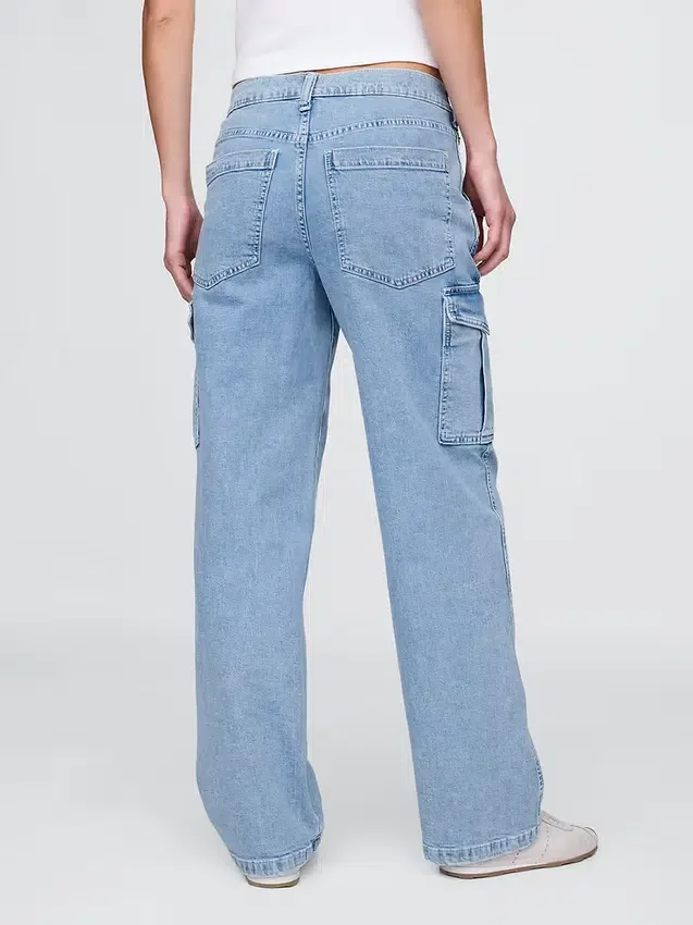 Vaqueros cargo holgados de talle medio estilo años 90