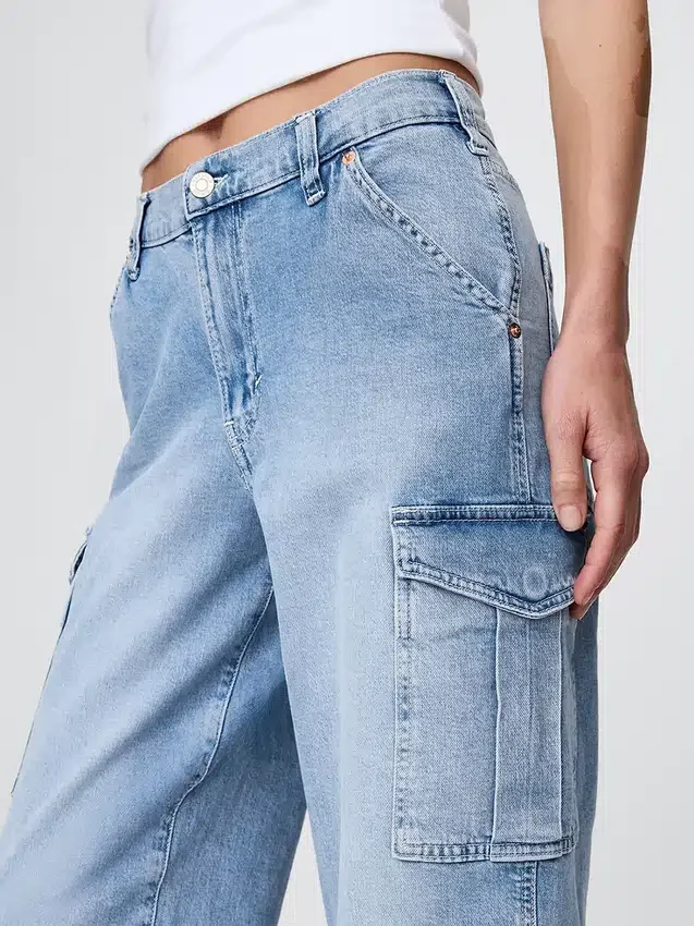 Vaqueros cargo holgados de talle medio estilo años 90