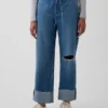 Vaqueros cortos holgados de talle bajo estilo años 90
