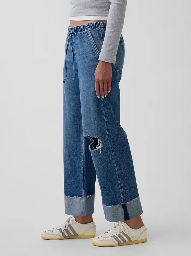 Vaqueros cortos holgados de talle bajo estilo años 90