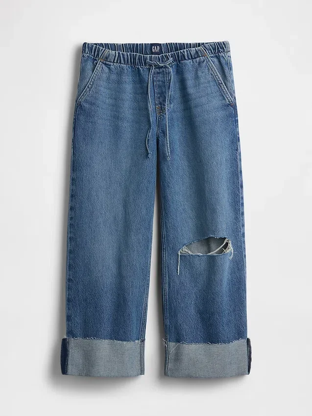 Vaqueros cortos holgados de talle bajo estilo años 90
