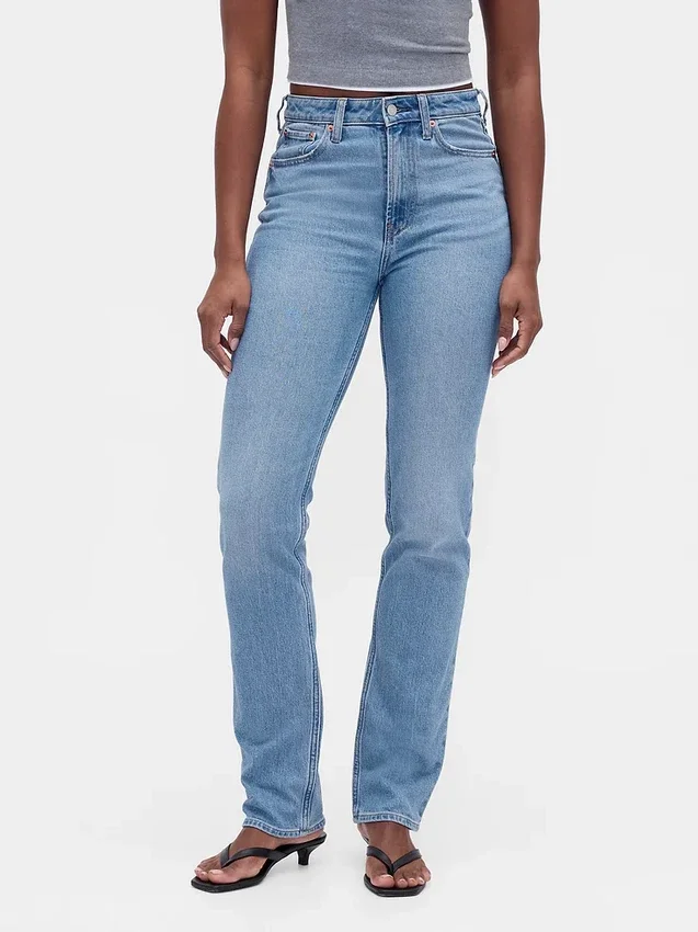 Vaqueros Curvy de talle alto, estilo delgado y recto de los años 90