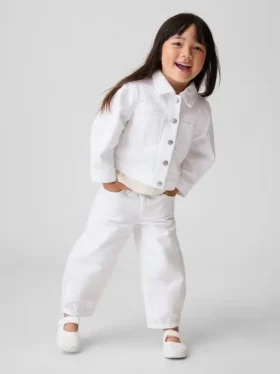 Vaqueros de bebé y niño con dobladillo de ojales y diseño de herradura