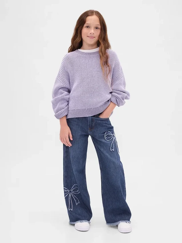 Vaqueros de corte ancho y talle bajo para niños