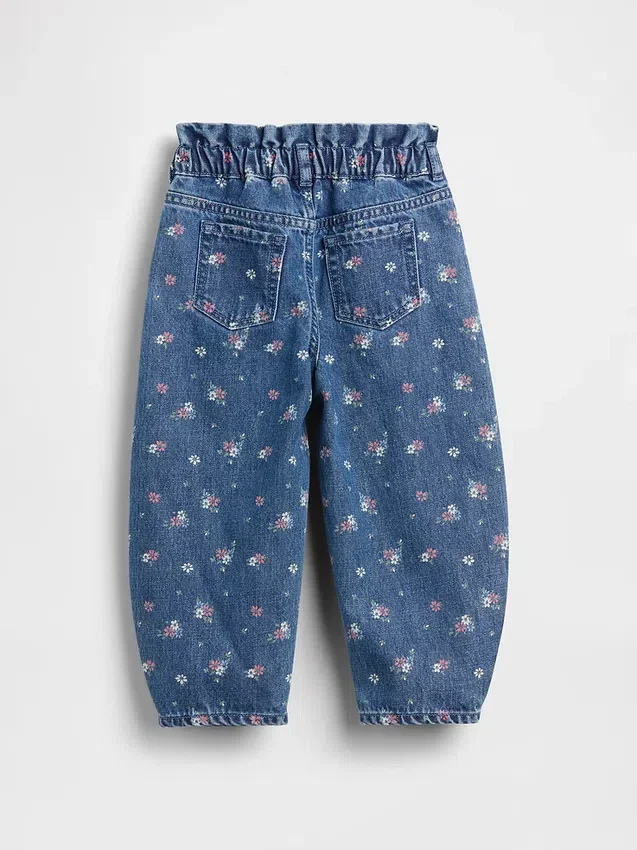 Vaqueros de estampado floral y diseño de herradura para bebés y niños