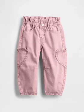 Vaqueros de mezclilla con bolsillo en forma de corazón y diseño de herradura para bebés y niños pequeños