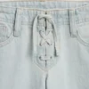 Vaqueros de mezclilla para niños de talle bajo, con cordones y corte acampanado holgado