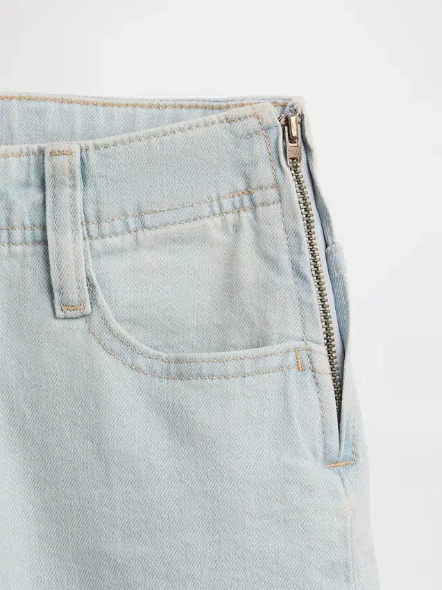 Vaqueros de mezclilla para niños de talle bajo, con cordones y corte acampanado holgado