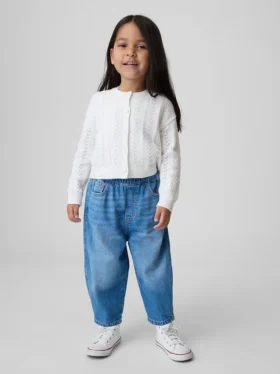Vaqueros de mezclilla tipo «barrel» sin broches para bebés y niños pequeños