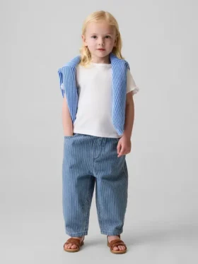 Vaqueros de mezclilla tipo «barrel» sin broches para bebés y niños pequeños