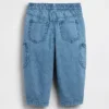 Vaqueros de mezclilla tipo barril con bolsillos y diseño de oso Brannan para bebés y niños pequeños