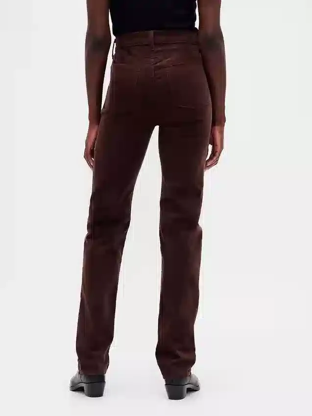 Vaqueros de pana de talle alto estilo años 90, corte recto y ajustado