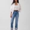 Vaqueros de talle alto, con dobladillo, estilo recto y ajustado de los 90