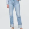 Vaqueros de talle alto, con dobladillo, estilo recto y ajustado de los 90