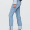 Vaqueros de talle alto, con dobladillo, estilo recto y ajustado de los 90