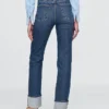 Vaqueros de talle alto, con dobladillo, estilo recto y ajustado de los 90