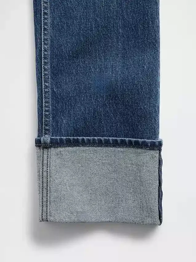 Vaqueros de talle alto, con dobladillo, estilo recto y ajustado de los 90