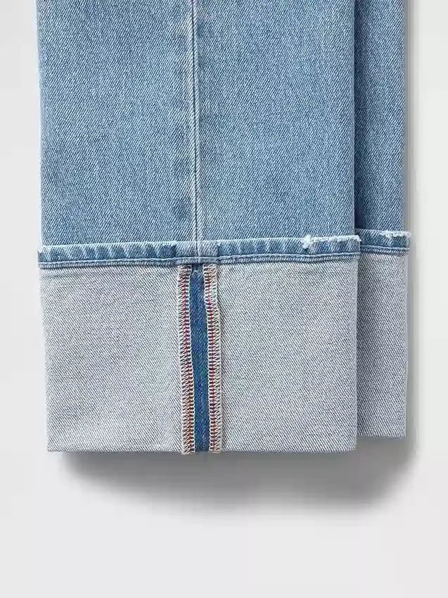 Vaqueros de talle alto, con dobladillo, estilo recto y ajustado de los 90