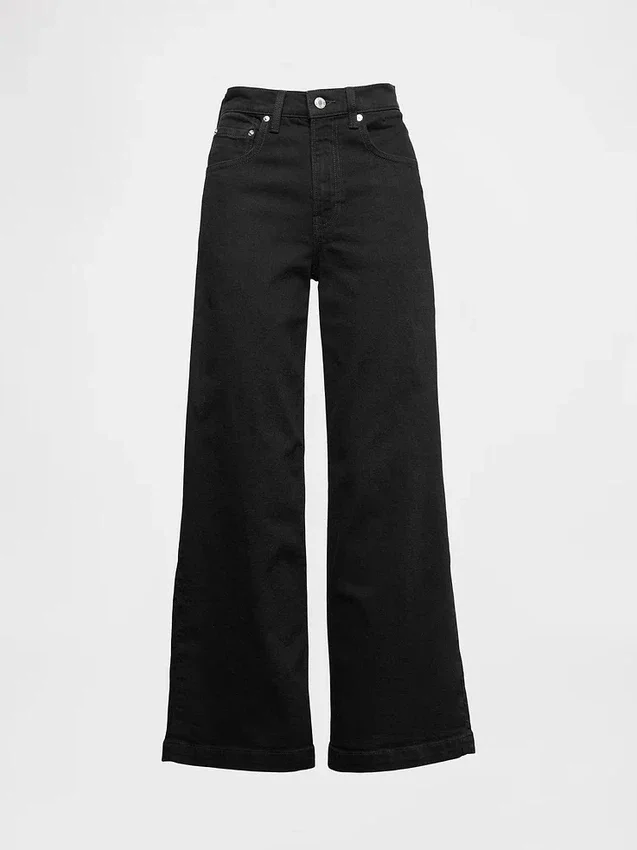 Vaqueros de talle alto, corte ancho y largo hasta el tobillo