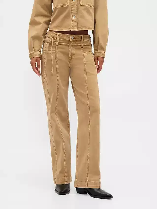 Vaqueros de talle bajo, estilo de los 90, holgados y con microcinturón